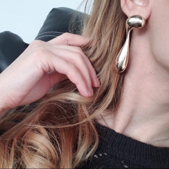 ✨Gold asymmetrical earrings - Picture 8 of 9